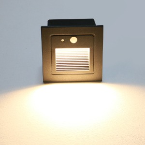 LED 블랙 정사각 외부센서 매입벽등(3W)